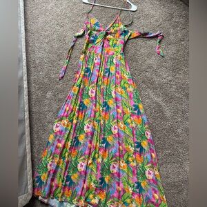 Cupshe Tropical Floral Maxi Dress in Pink, Green, Yellow